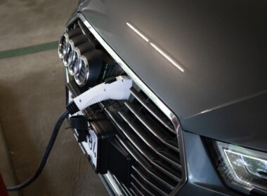 a car with a charging cable