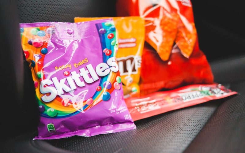 purple and orange plastic pack