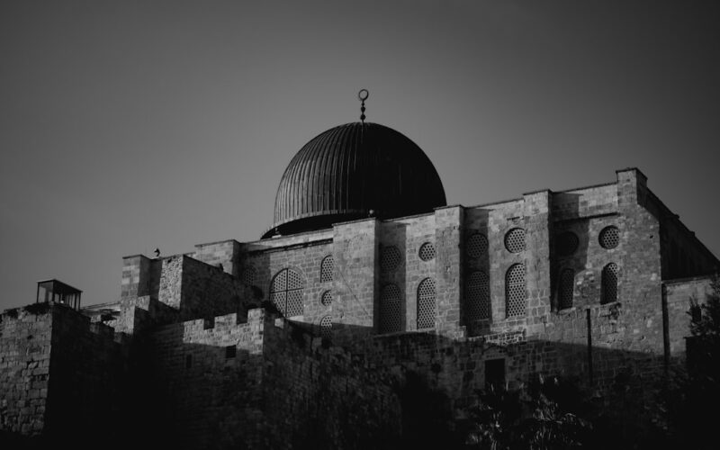 a black and white photo of a building with a dome