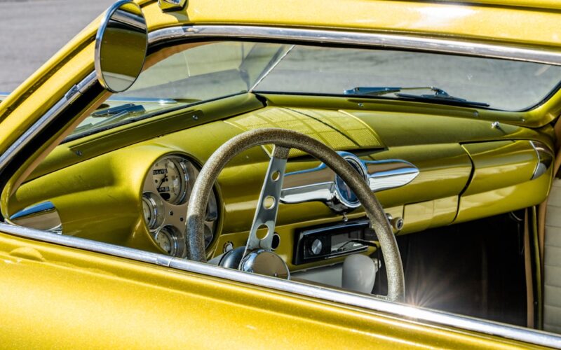 yellow and black car steering wheel