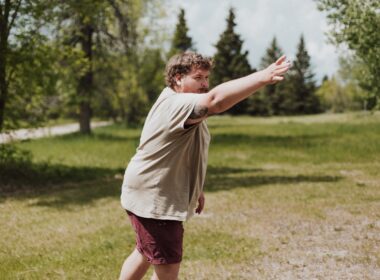 a person running in a park