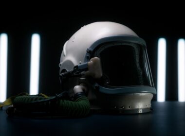 white and grey helmet