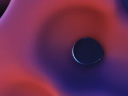 A close up of a purple and red object