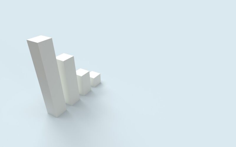 a bar chart is shown on a blue background