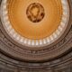 The capitol building's dome is seen from within.
