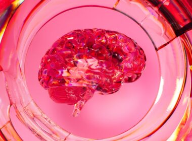 A close up of a glass with a pink substance in it