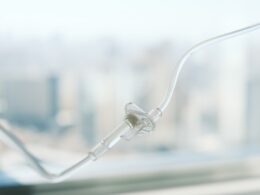 Medical iv drip line with blurred background