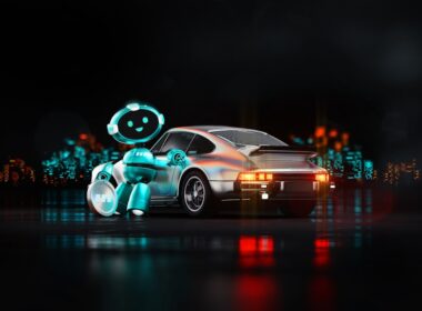 a car with lights on it