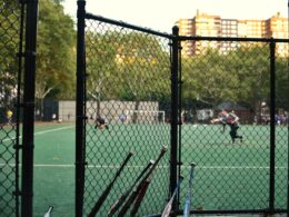 a group of people playing football