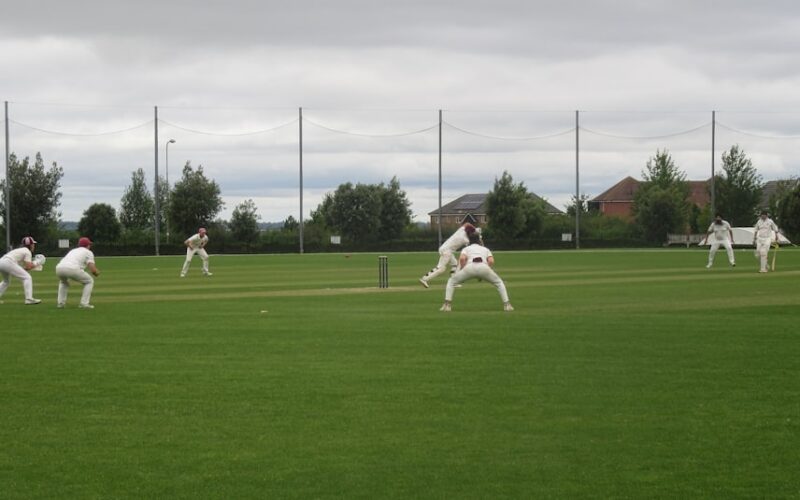 A group of men playing a game of cricket