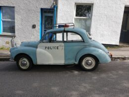 an old blue car