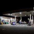 A 7-eleven gas station at night