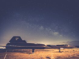 black U.S. Air Force jet plane parked on ground