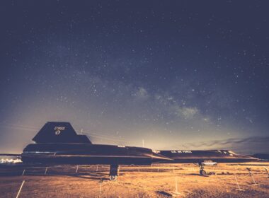black U.S. Air Force jet plane parked on ground