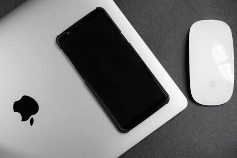 a cell phone next to a mouse