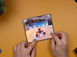 A person playing a video game on a table