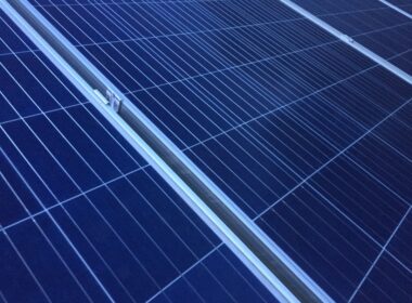 architectural photography of blue and white satellite panel