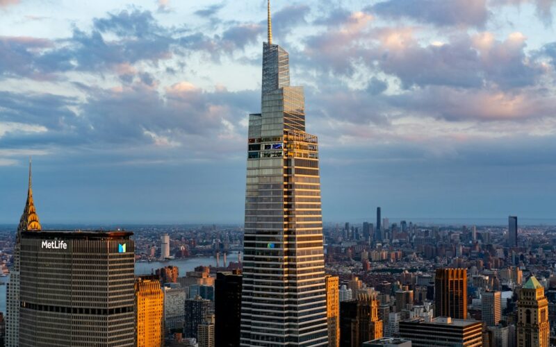 a tall building in a city