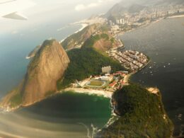 Rio de janeiro's iconic sugarloaf mountain and coastline from above