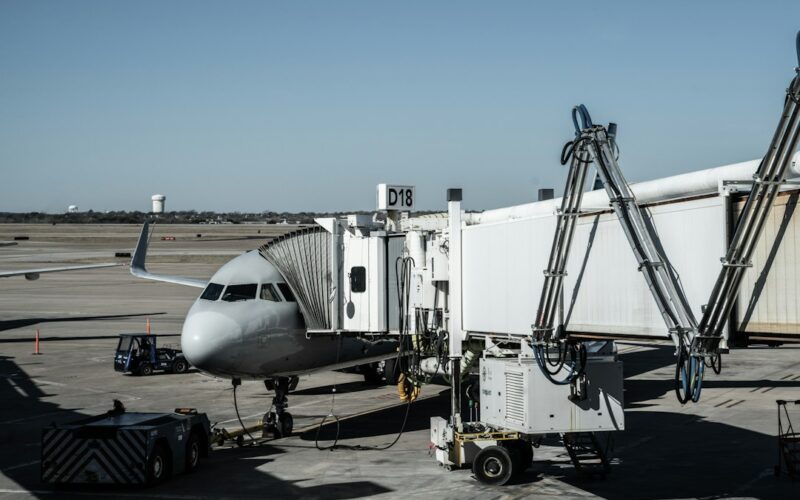 a plane is being loaded with luggage