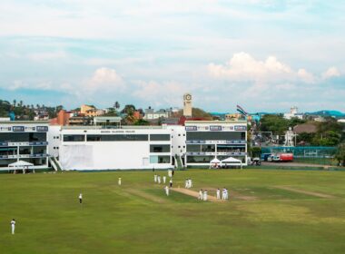 A cricket game is being played on a field