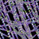 Glowing pixelated lines form an intricate abstract network