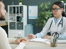 Doctor consulting with a patient in an office