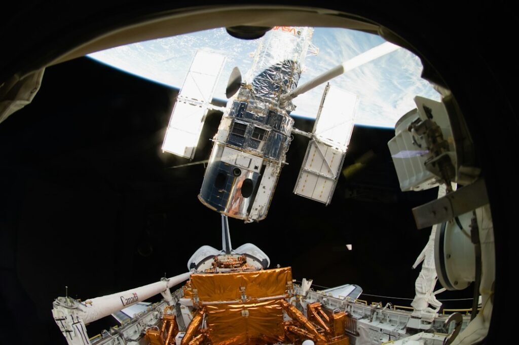 a view of a space station from inside a space station