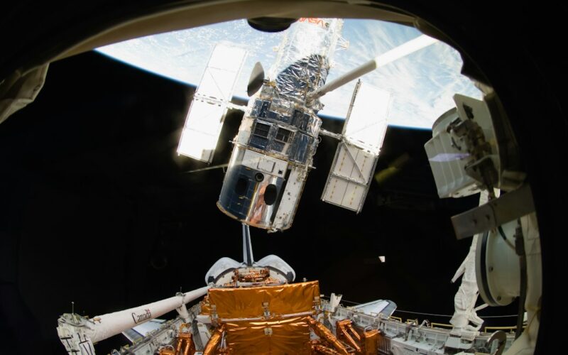 a view of a space station from inside a space station
